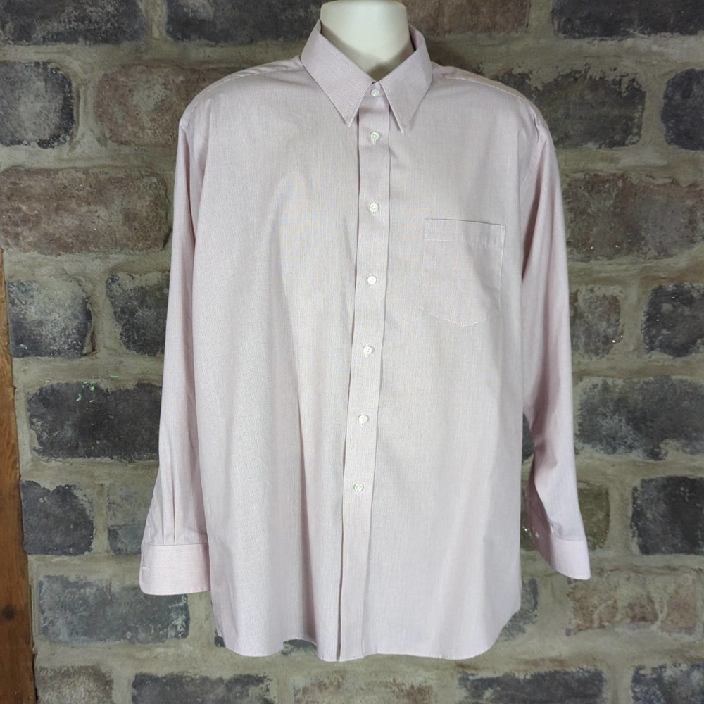 Claybrooke Wrinkle Free Light Pink Striped Dress Work Shirt size 17 1/2‎ 34/35